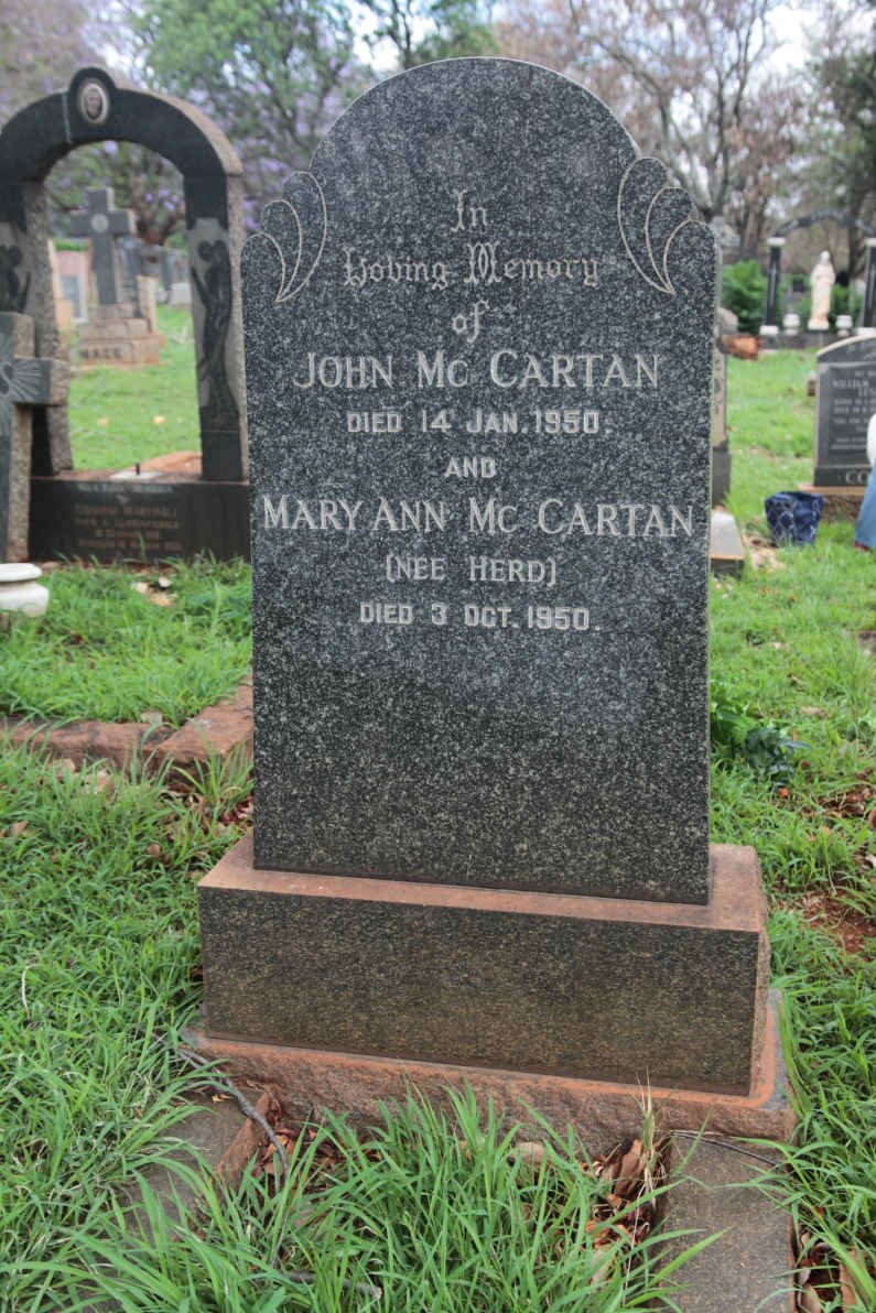 McCARTAN John -1950 &amp; Mary Ann HERD -1950