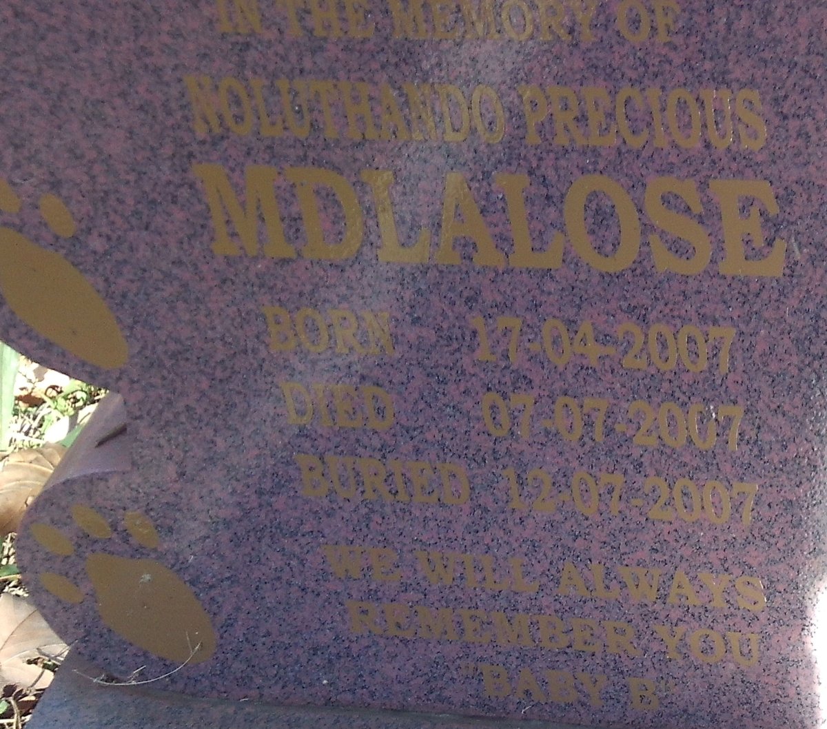 MDLALOSE Noluthando Precious 2007-2007
