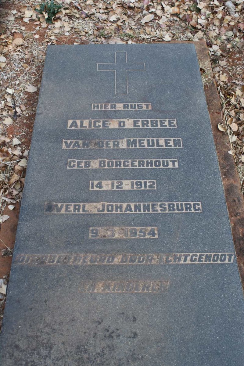 MEULEN Alice D'Erbee, van der 1912-1954