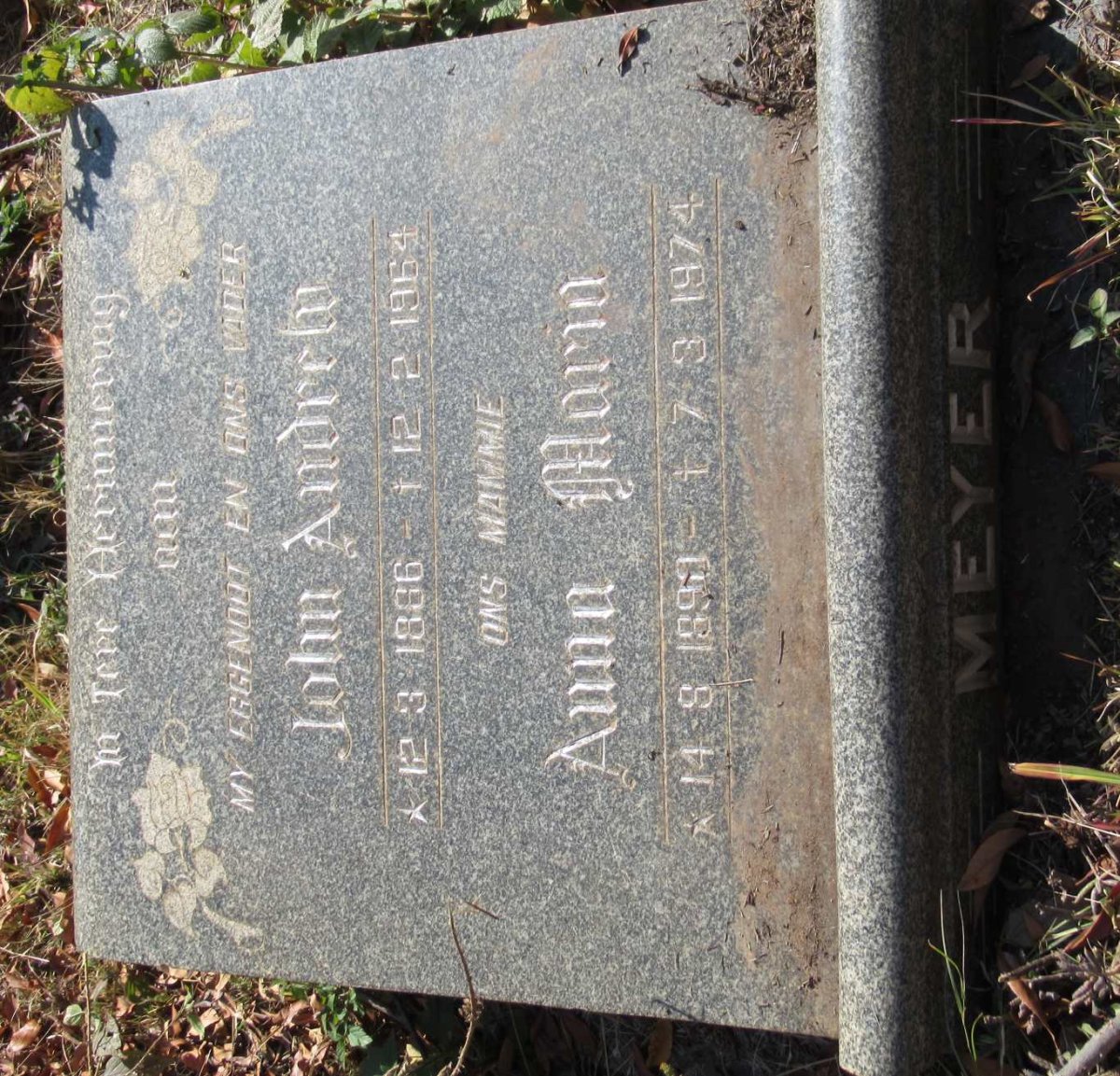 MEYER John Andrew 1886-1964 &amp; Anna Maria 1890-1974