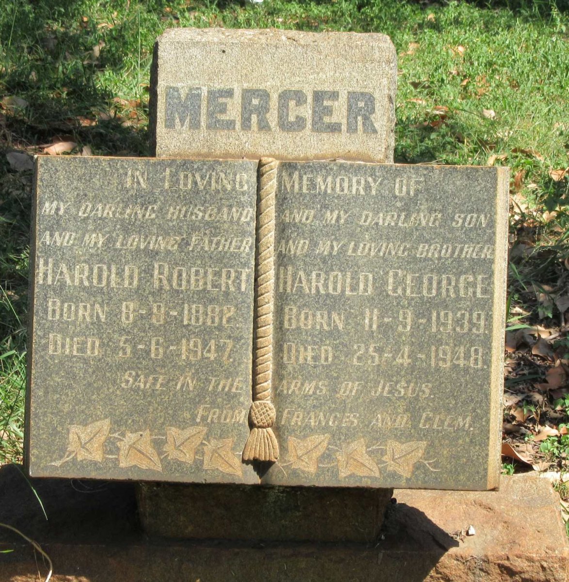 MERCER Harold Robert 1882-1947 :: MERCER Harold George 1939-1948