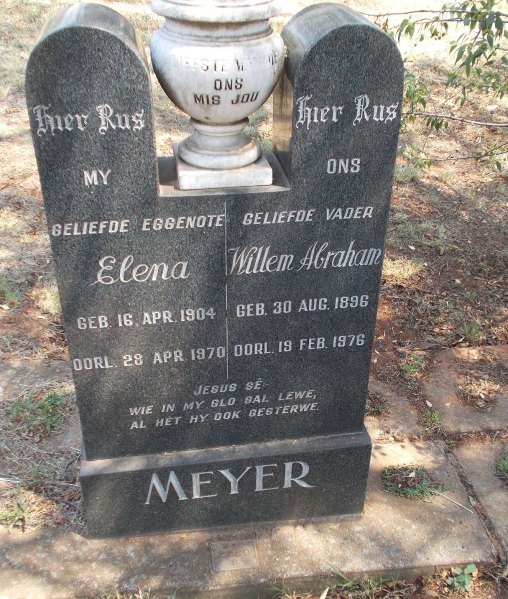 MEYER Willem Abraham 1896-1976 &amp; Elena 1904-1970
