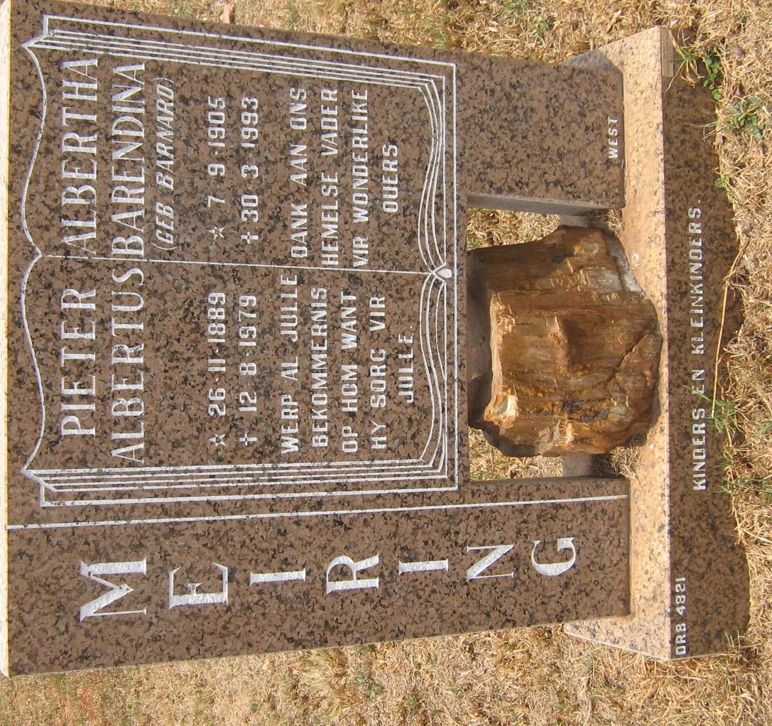 MEIRING Pieter Albertus 1889-1979 &amp; Albertha Barendina BARNARD 1905-1993