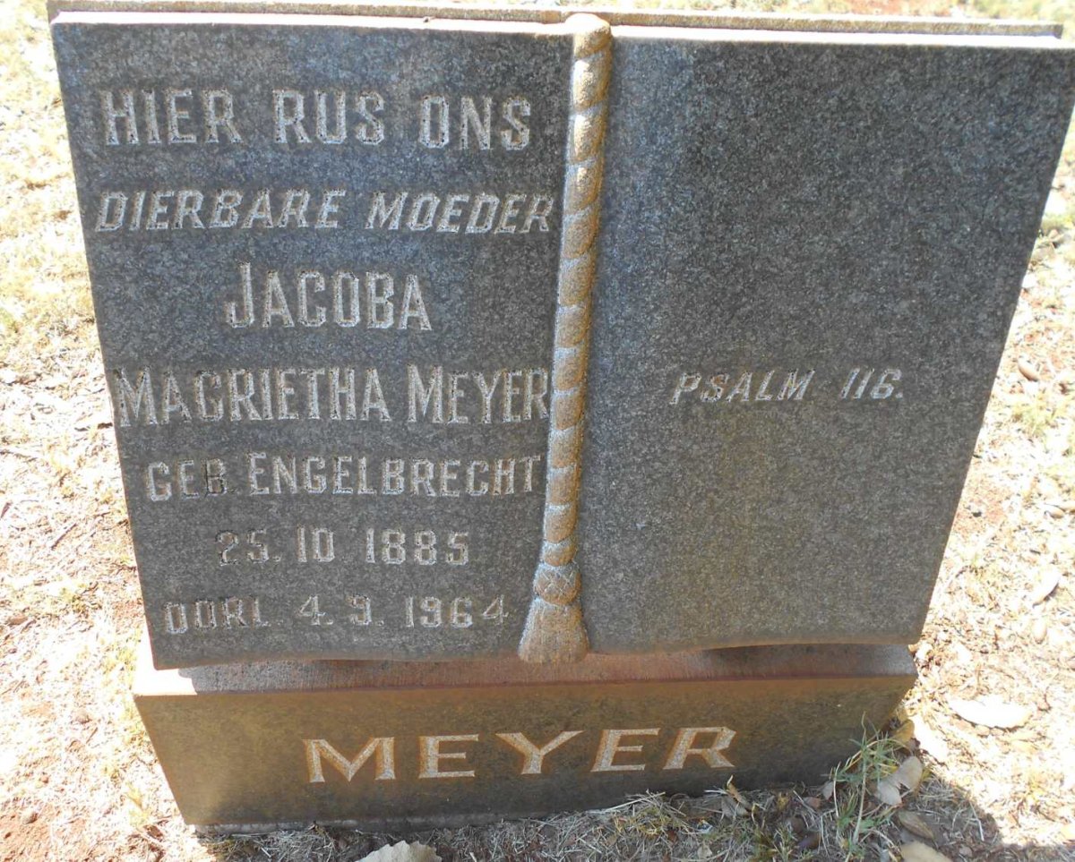 MEYER Jacoba Magrietha nee ENGELBRECHT 1885-1964