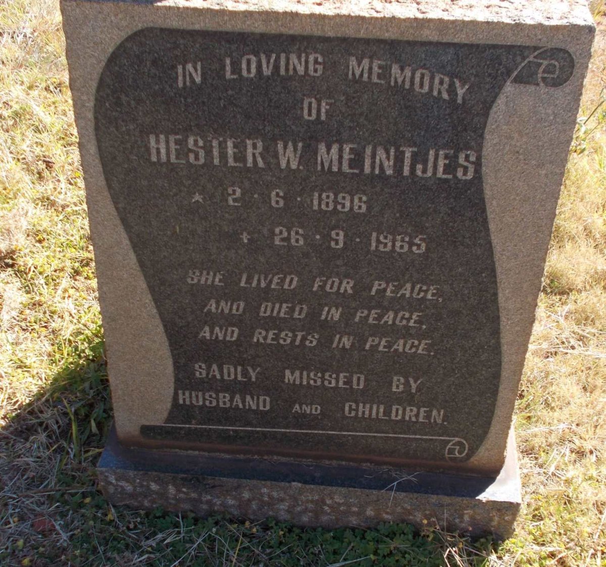 MEINTJES Hester W. 1896-1965