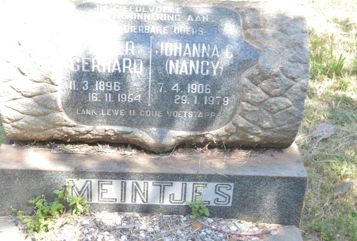 MEINTJES ?er Gerhard 1896-1954 &amp; Johanna C. 1906-1979