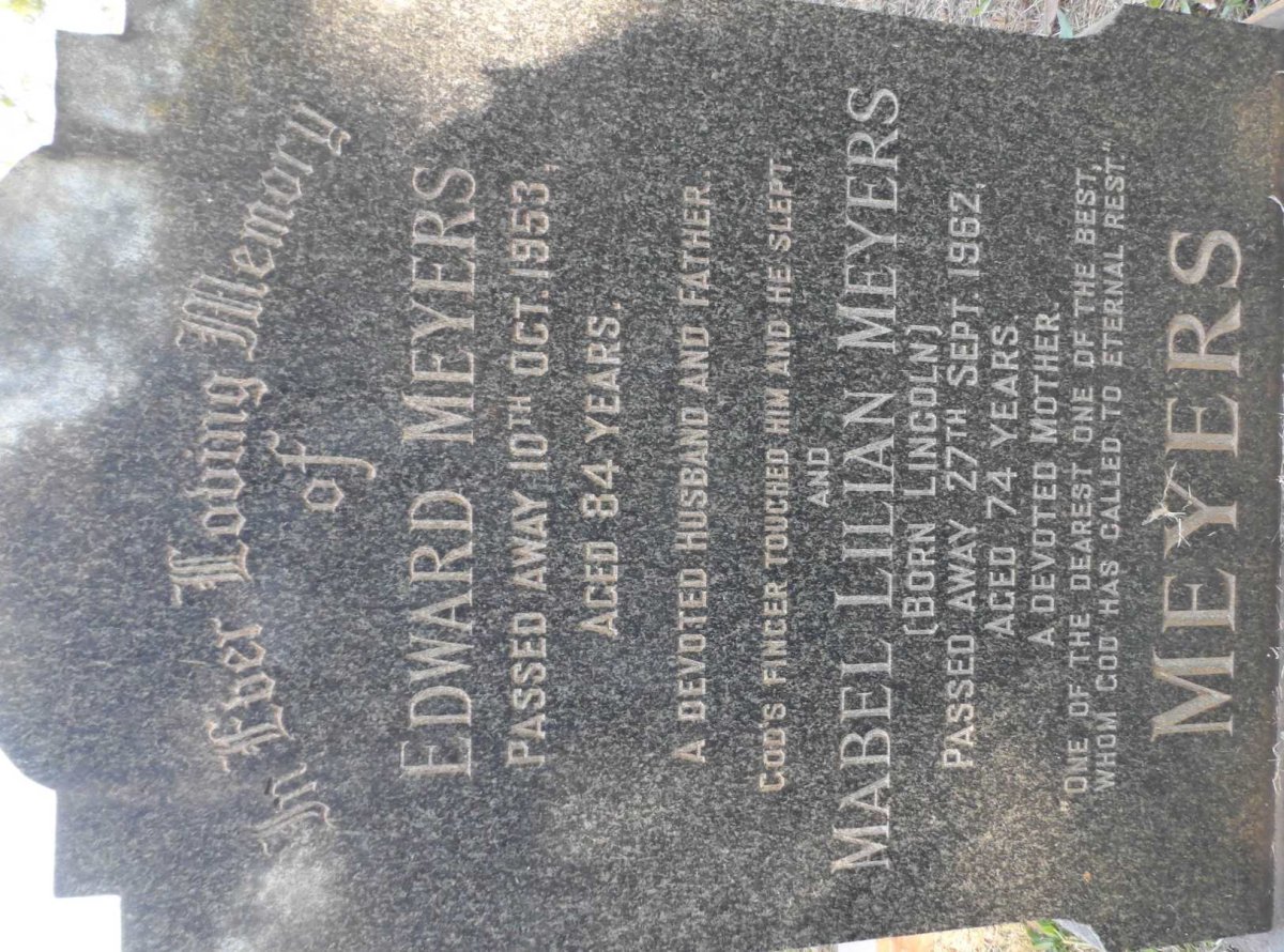 MEYERS Edward -1953 &amp; Mabel Lilian LINCOLN -1962