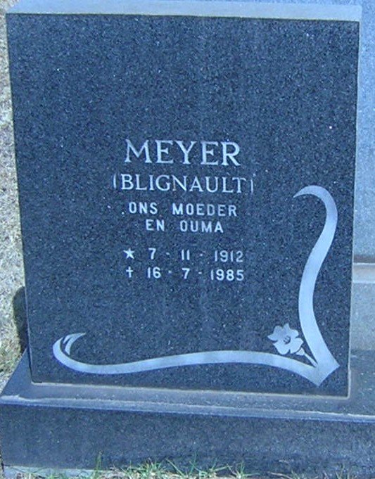 MEYER nee BLIGNAULT 1912-1985