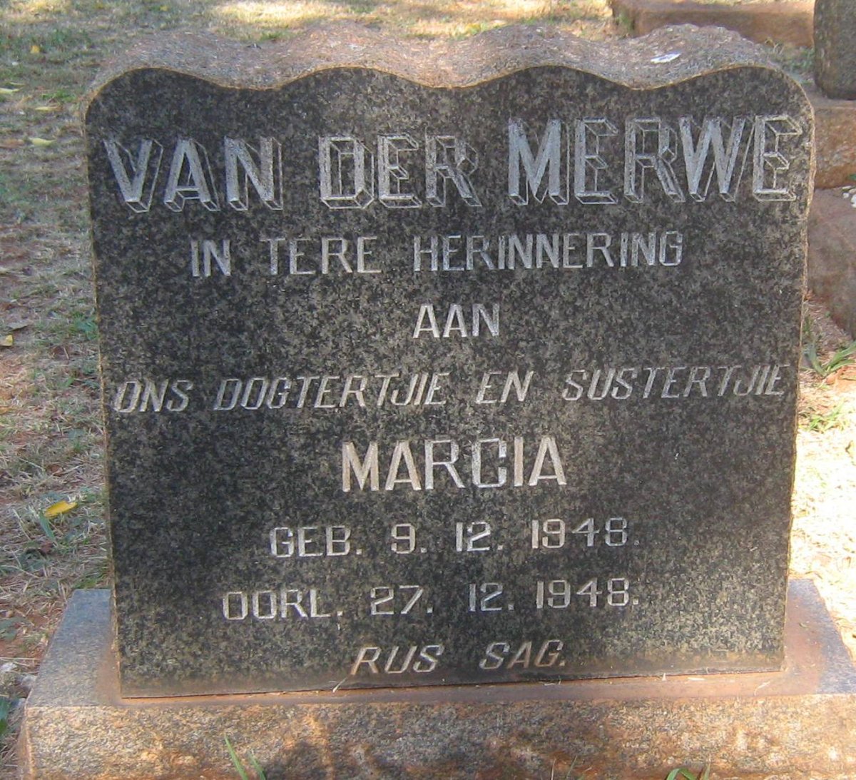 MERWE Marcia, van der 1948-1948