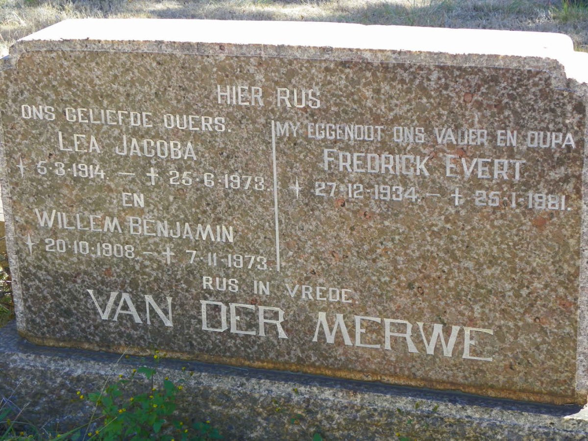 MERWE Willem Benjamin, van der 1908-1973 &amp; Lea Jacoba 1914-1973