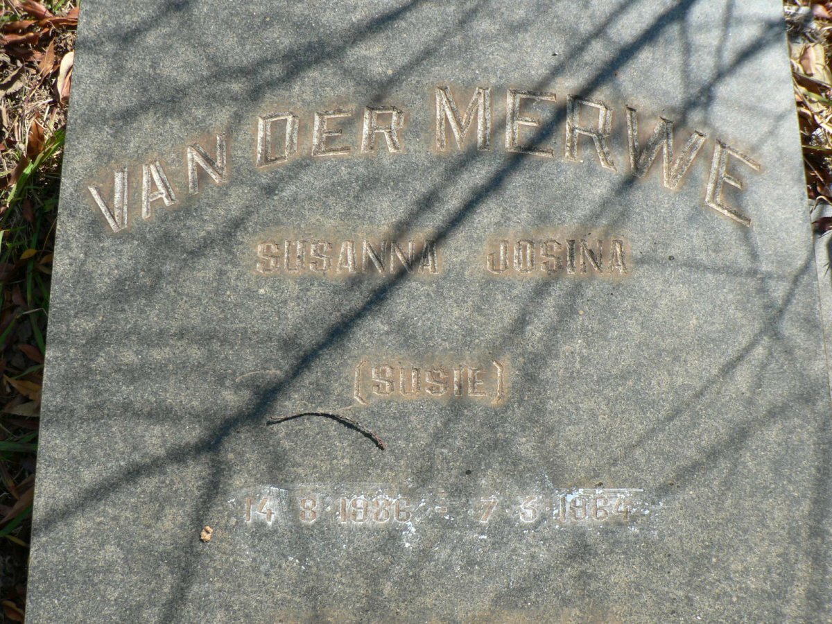 MERWE Susanna Josina, van der 1886-1964
