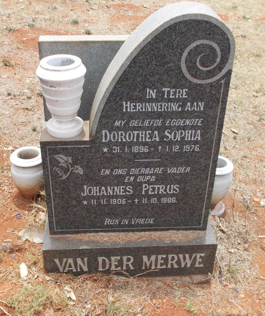 MERWE Johannes Petrus, van der 1905-1986 &amp; Dorothea Sophia 1896-1976