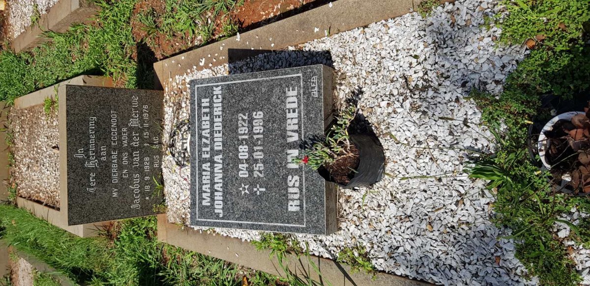 MERWE Jacobus, van der 1928-1976 :: DIEDERICK Maria Elizabeth Johanna 1922-1996