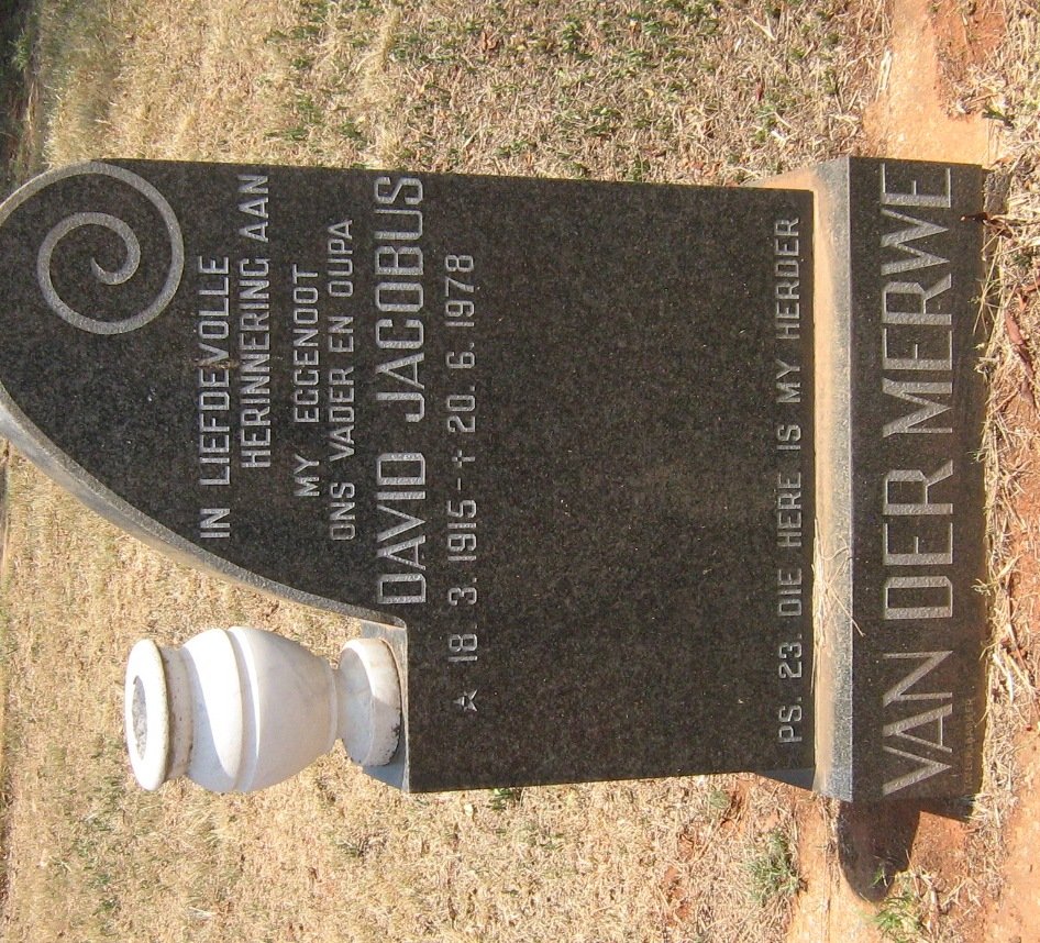 MERWE David Jacobus, van der 1915-1978