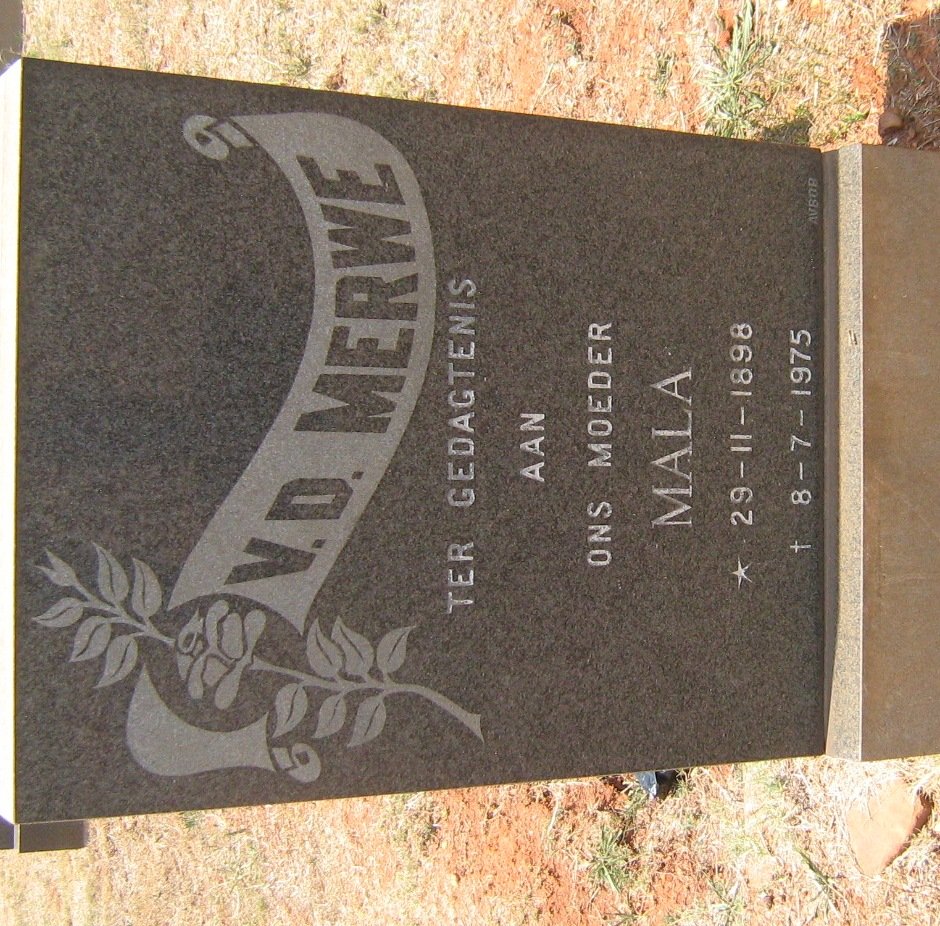 MERWE Mala, v.d. 1898-1975