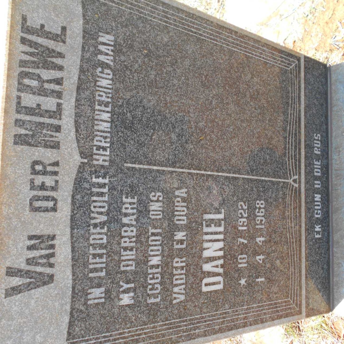 MERWE Daniel, van der 1922-1968