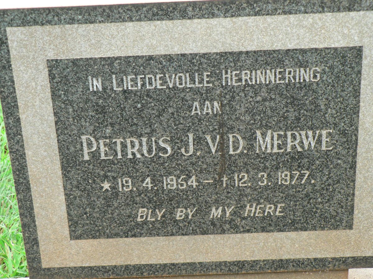 MERWE Petrus J., v.d. 1954-1977