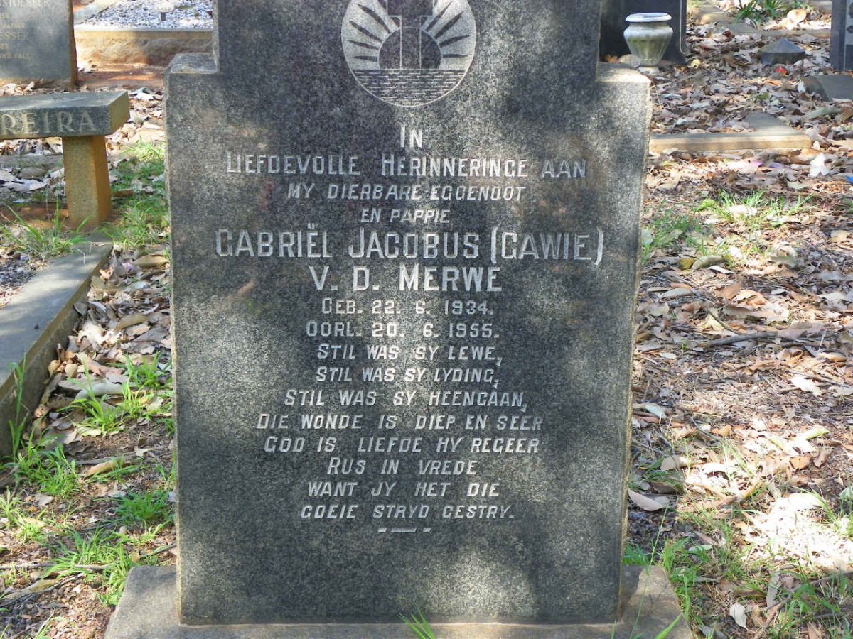 MERWE Gabriël Jacobus, v.d. 1934-1955