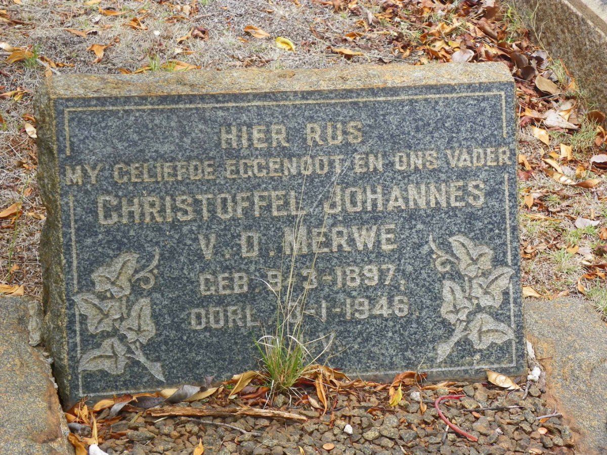 MERWE Christoffel Johannes, v.d. 1897-1946