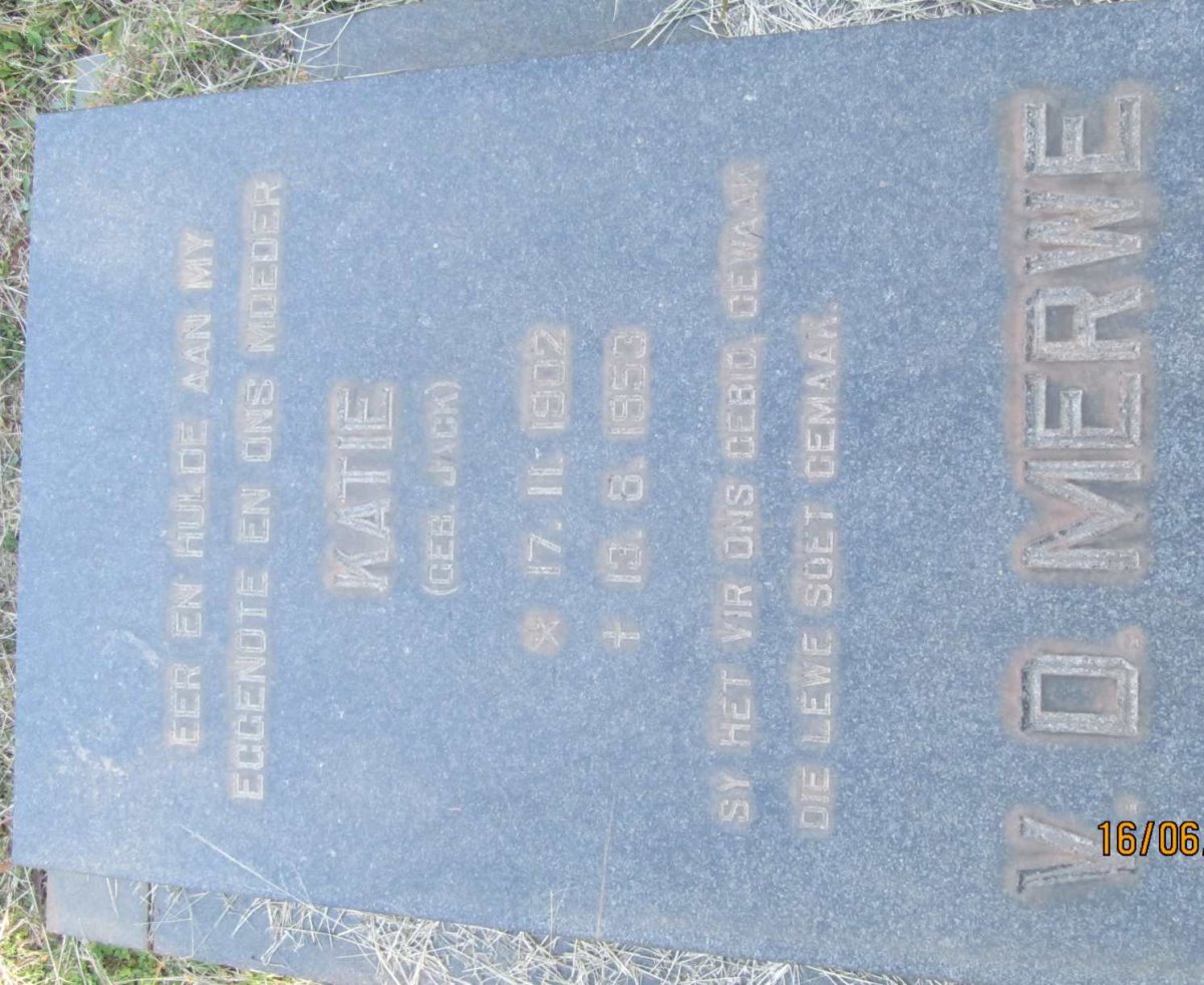 MERWE Katie, v.d., nee JACK 1902-1953