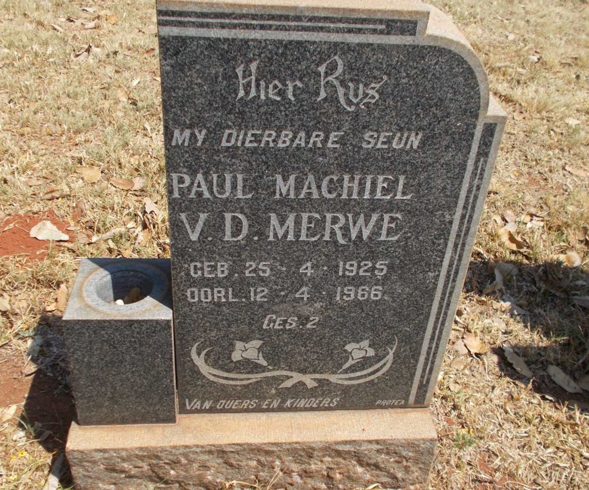 MERWE Paul Machiel, v.d. 1925-1966