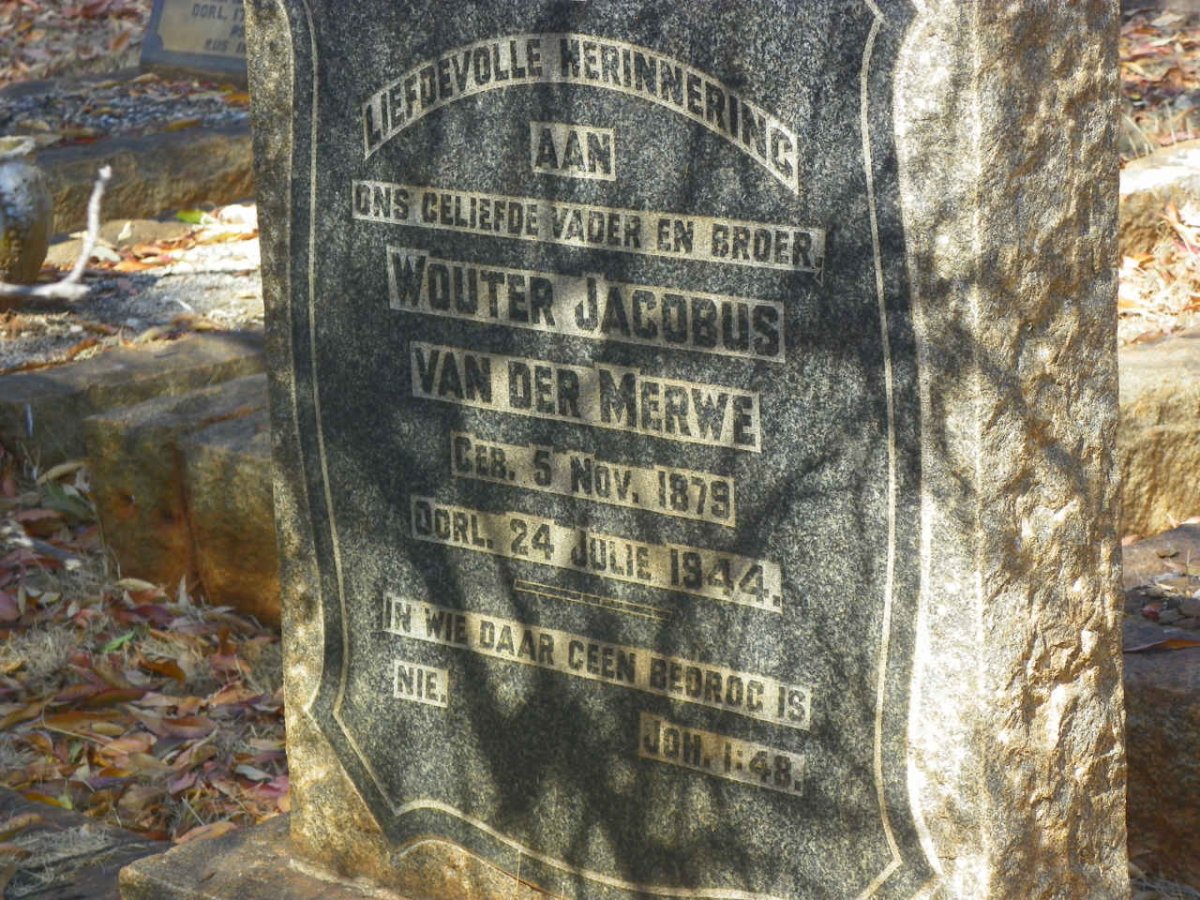 MERWE Wouter Jacobus, van der 1879-1944