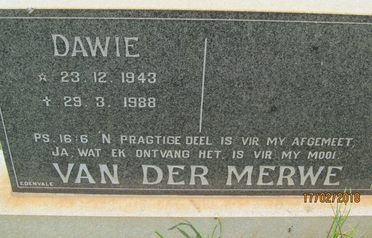 MERWE Dawie, van der 1943-1988