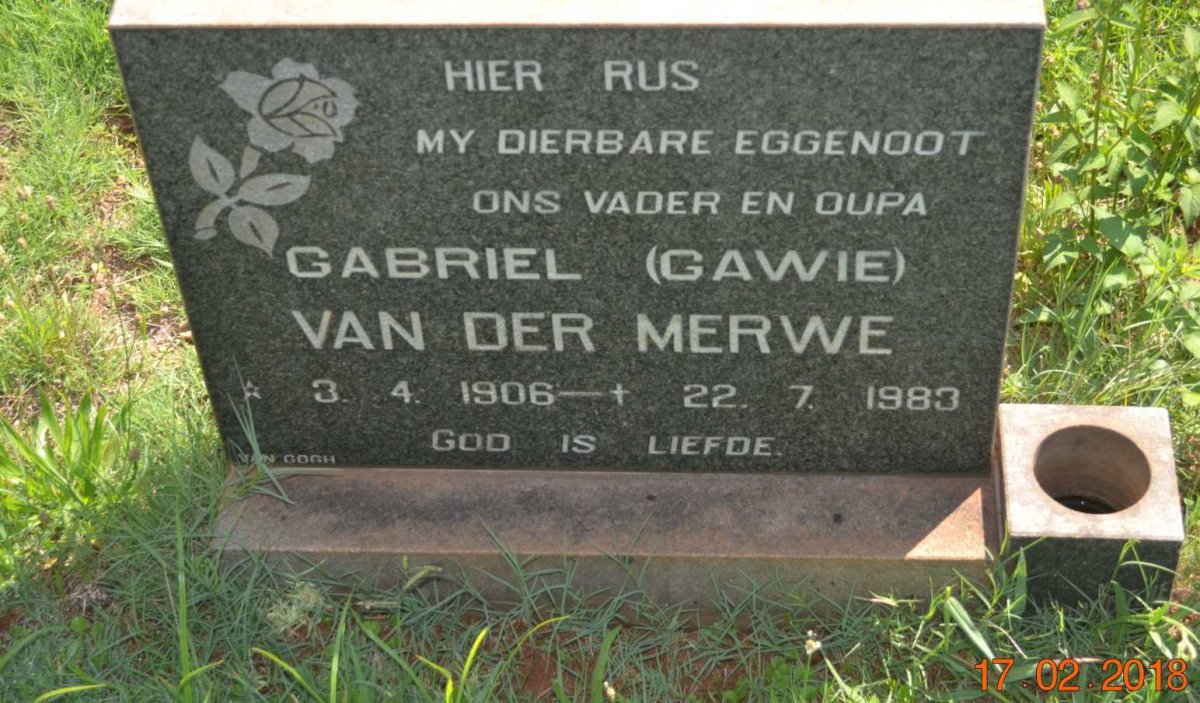 MERWE Gabriel, van der 1906-1983