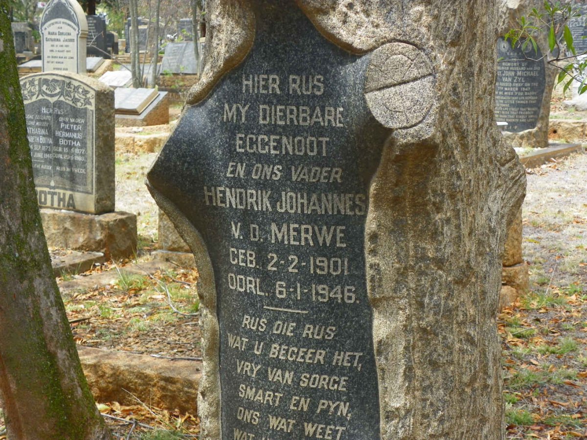 MERWE Hendrik Johannes, v.d. 1901-1946