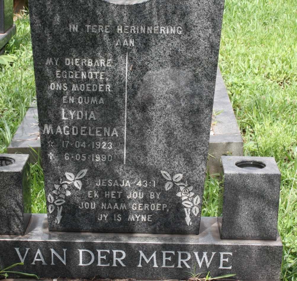 MERWE Lydia Magdelena, van der 1923-1990