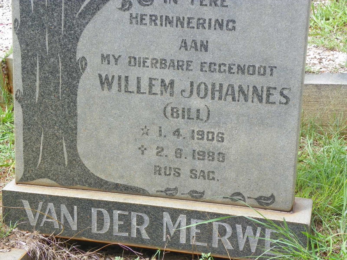 MERWE Willem Johannes, van der 1906-1980