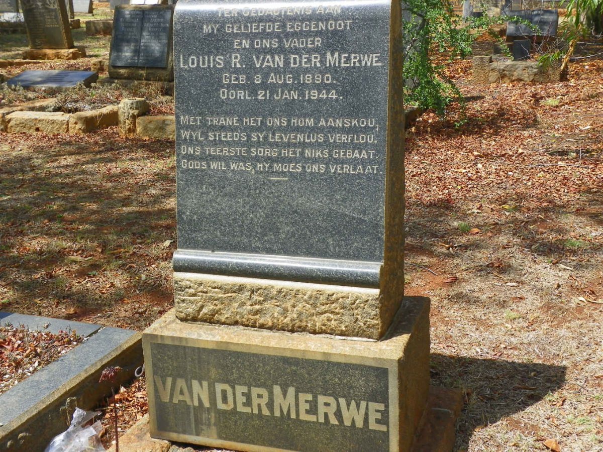 MERWE Louis R., van der 1890-1944