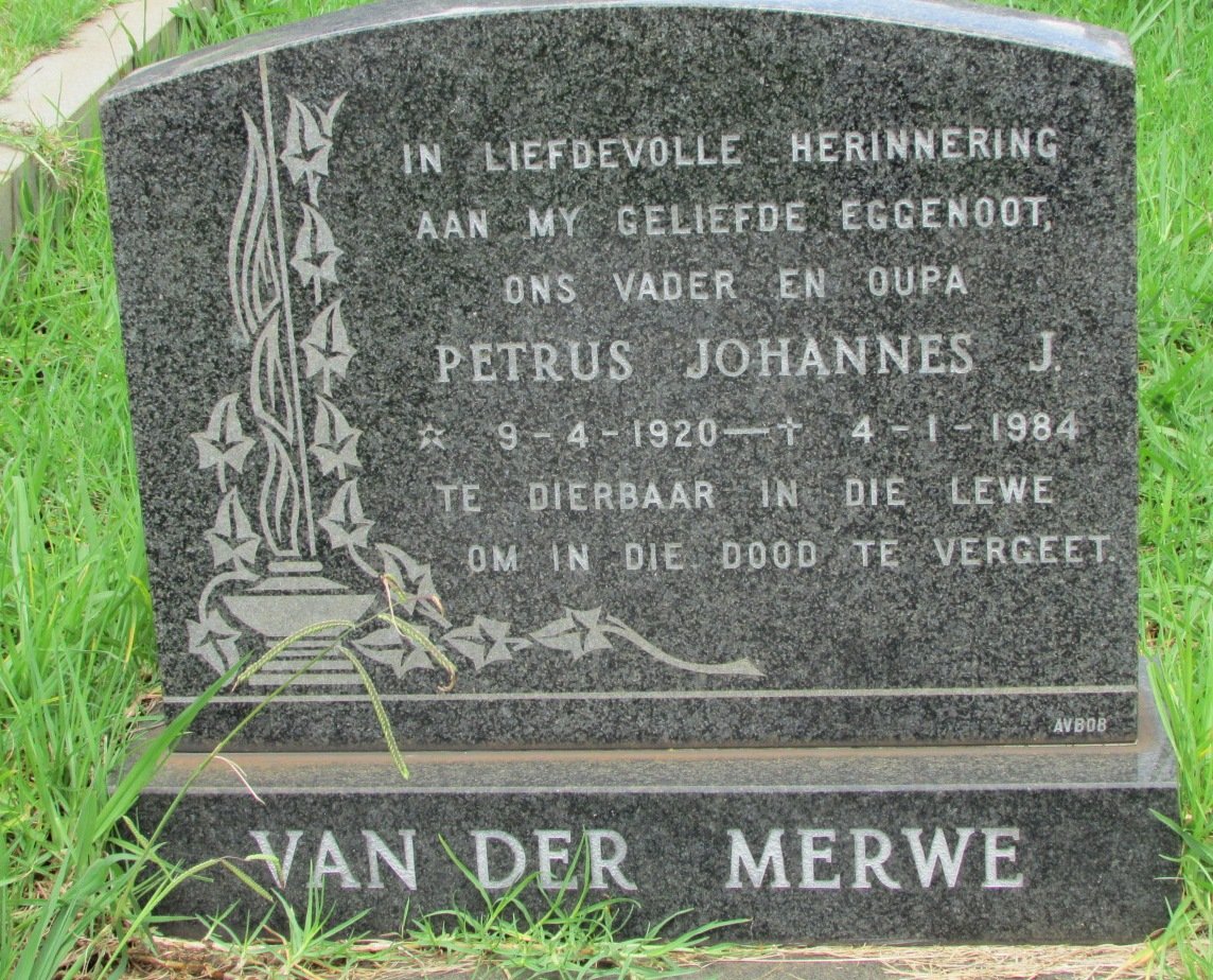 MERWE Petrus Johannes J., van der 1920-1984