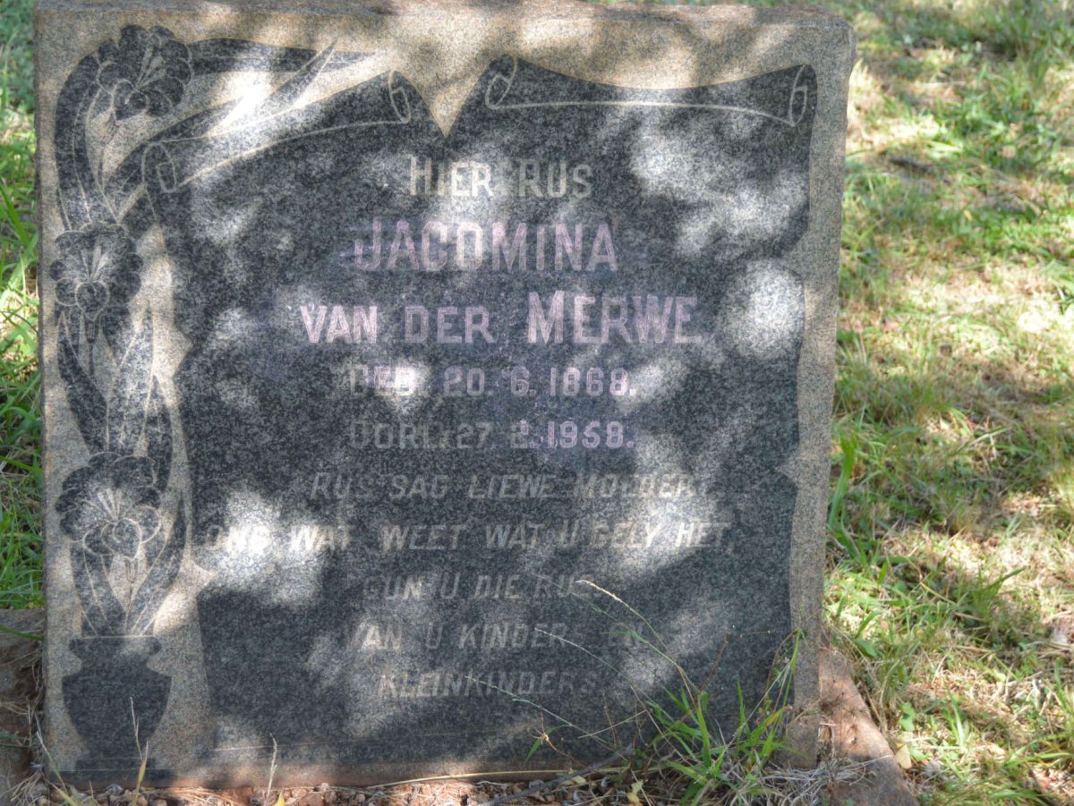 MERWE Jacomina, van der 1868-1958
