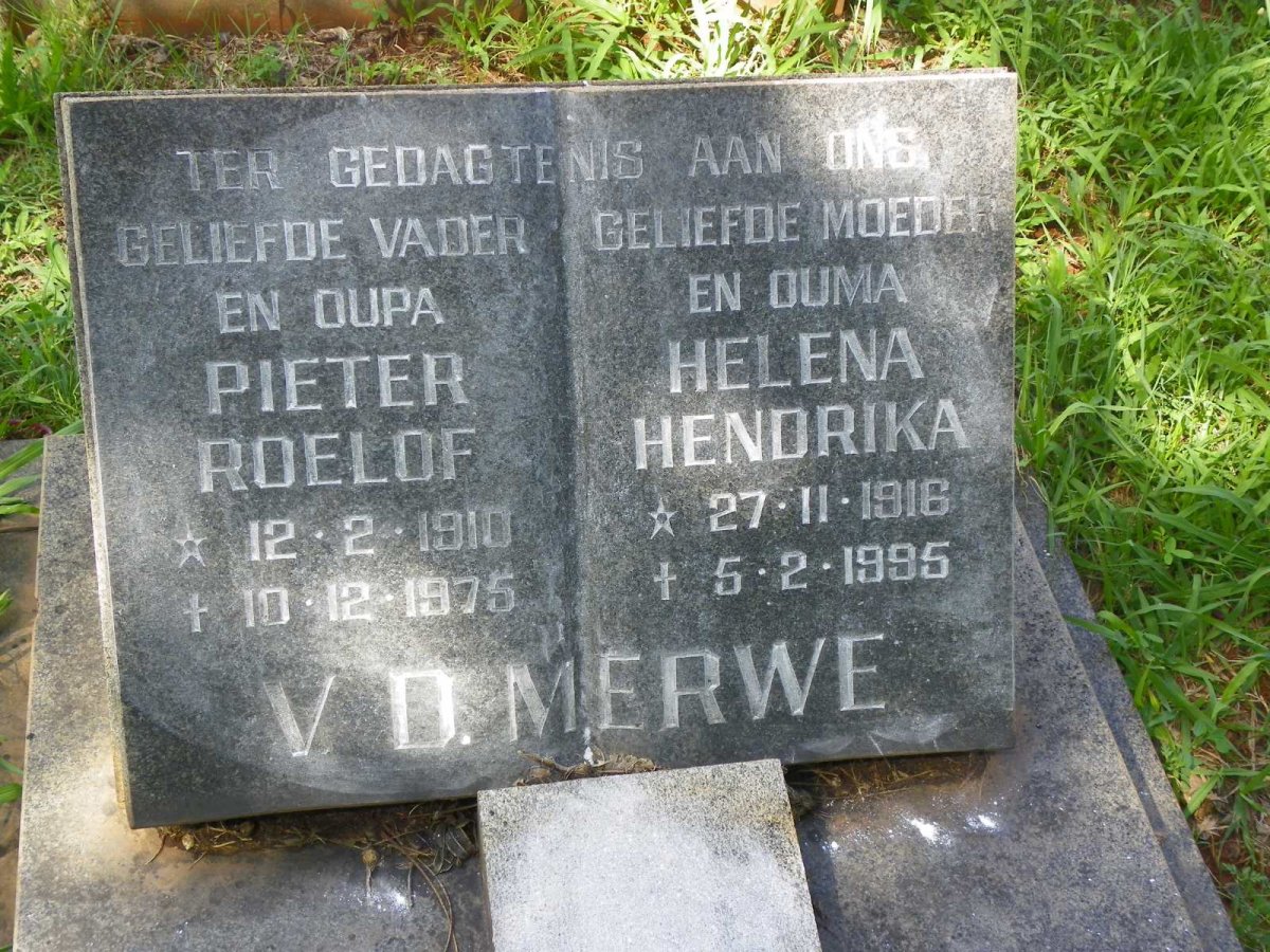 MERWE Pieter Roelof, van der 1910-1975 &amp; Helena Hendrika 1916-1995