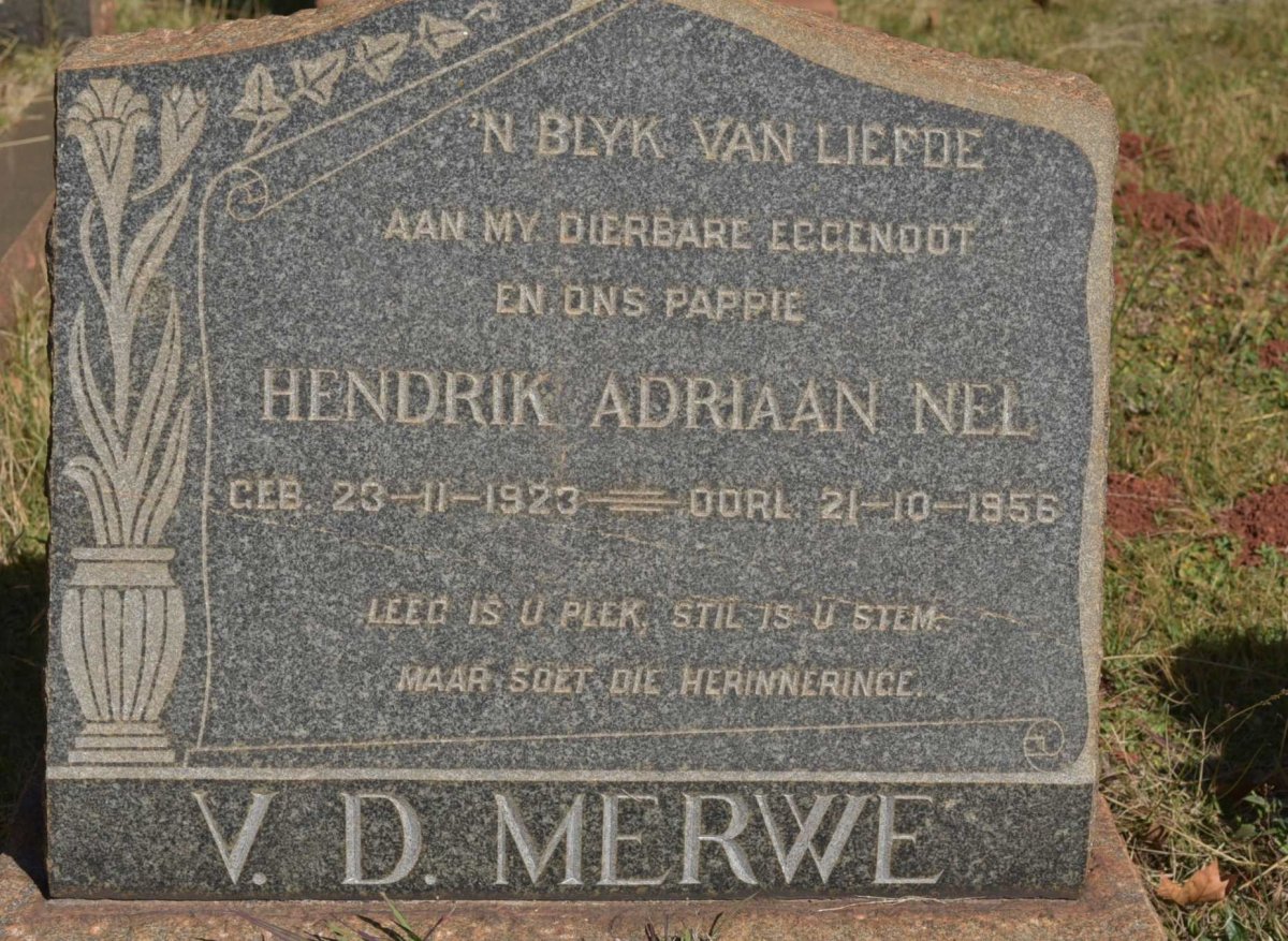MERWE Hendrik Adriaan Nel, v.d. 1923-1956