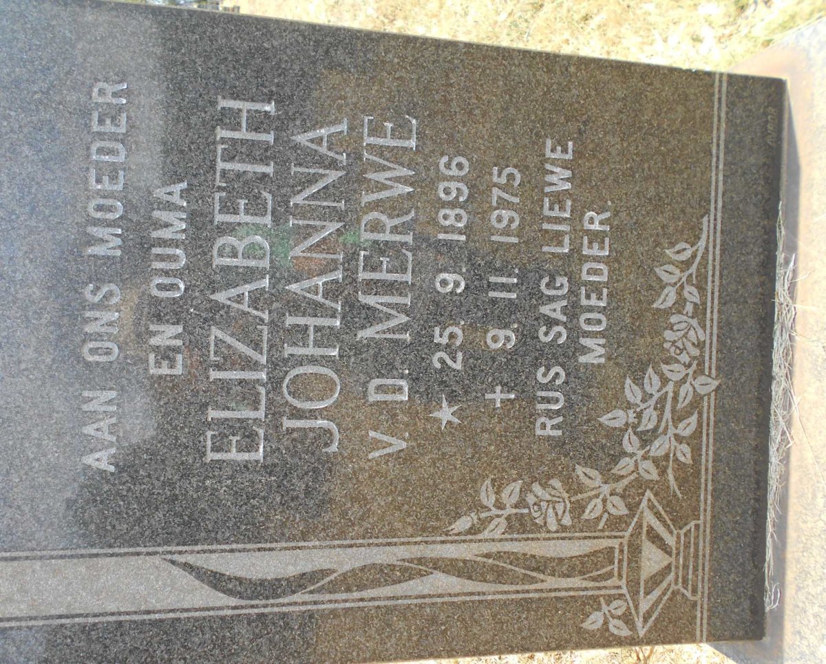MERWE Elizabeth Johanna, v.d. 1896-1975