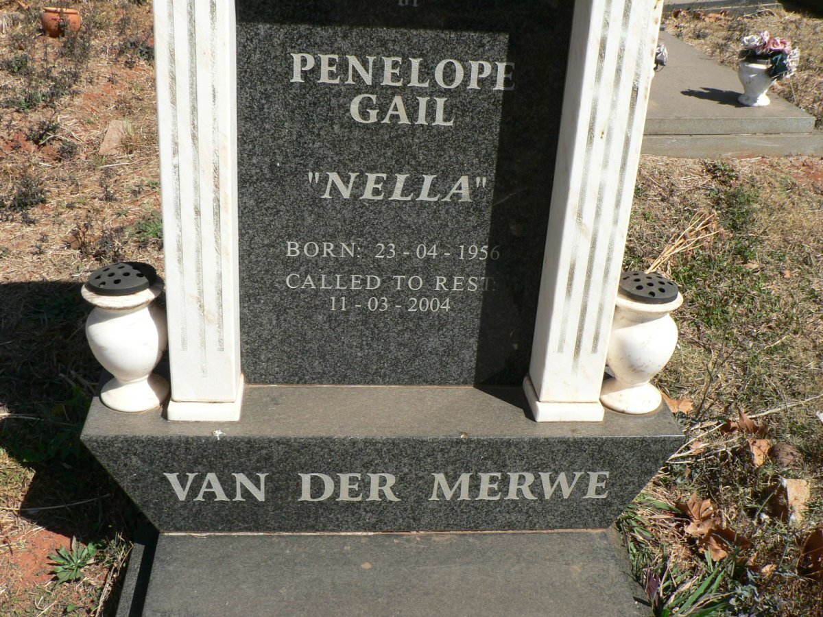 MERWE Penelope Gail, van der 1956-2004