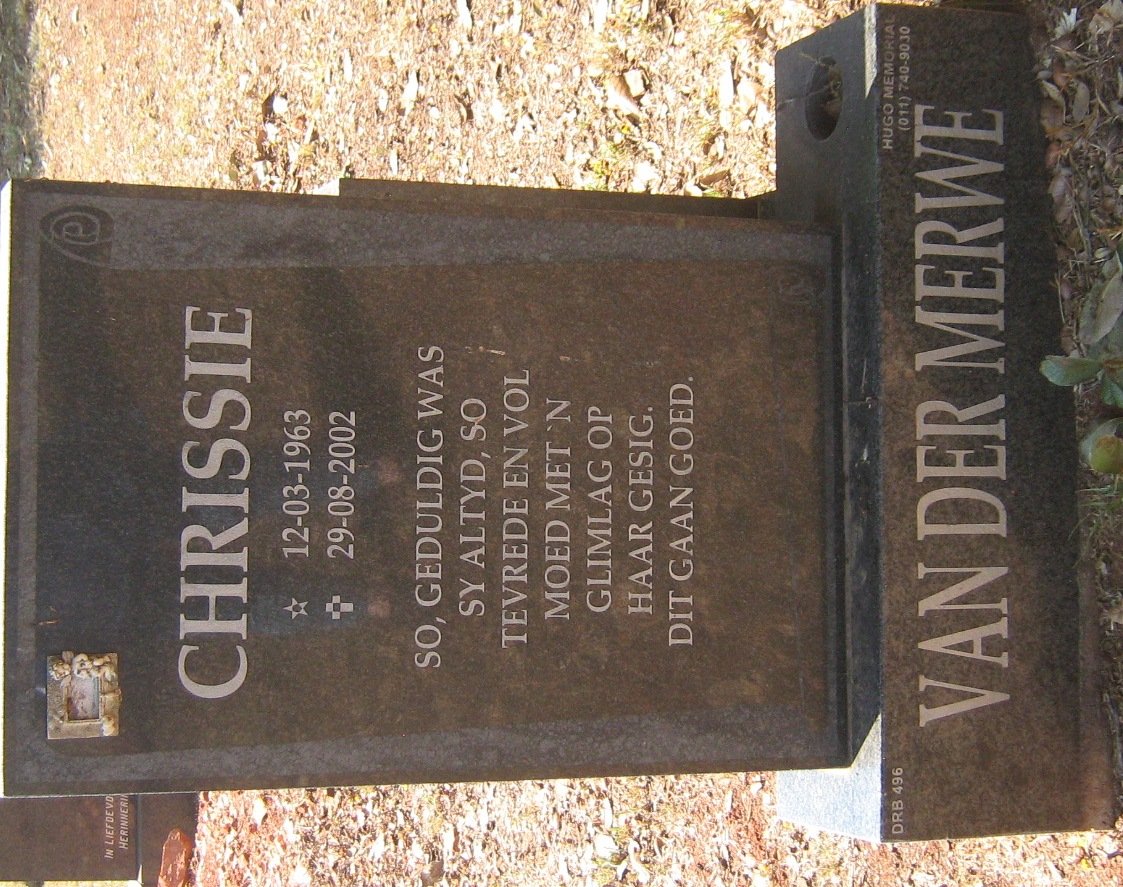 MERWE Chrissie, van der 1963-2002