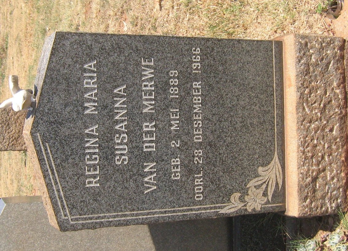 MERWE Regina Maria Susanna, van der 1889-1966