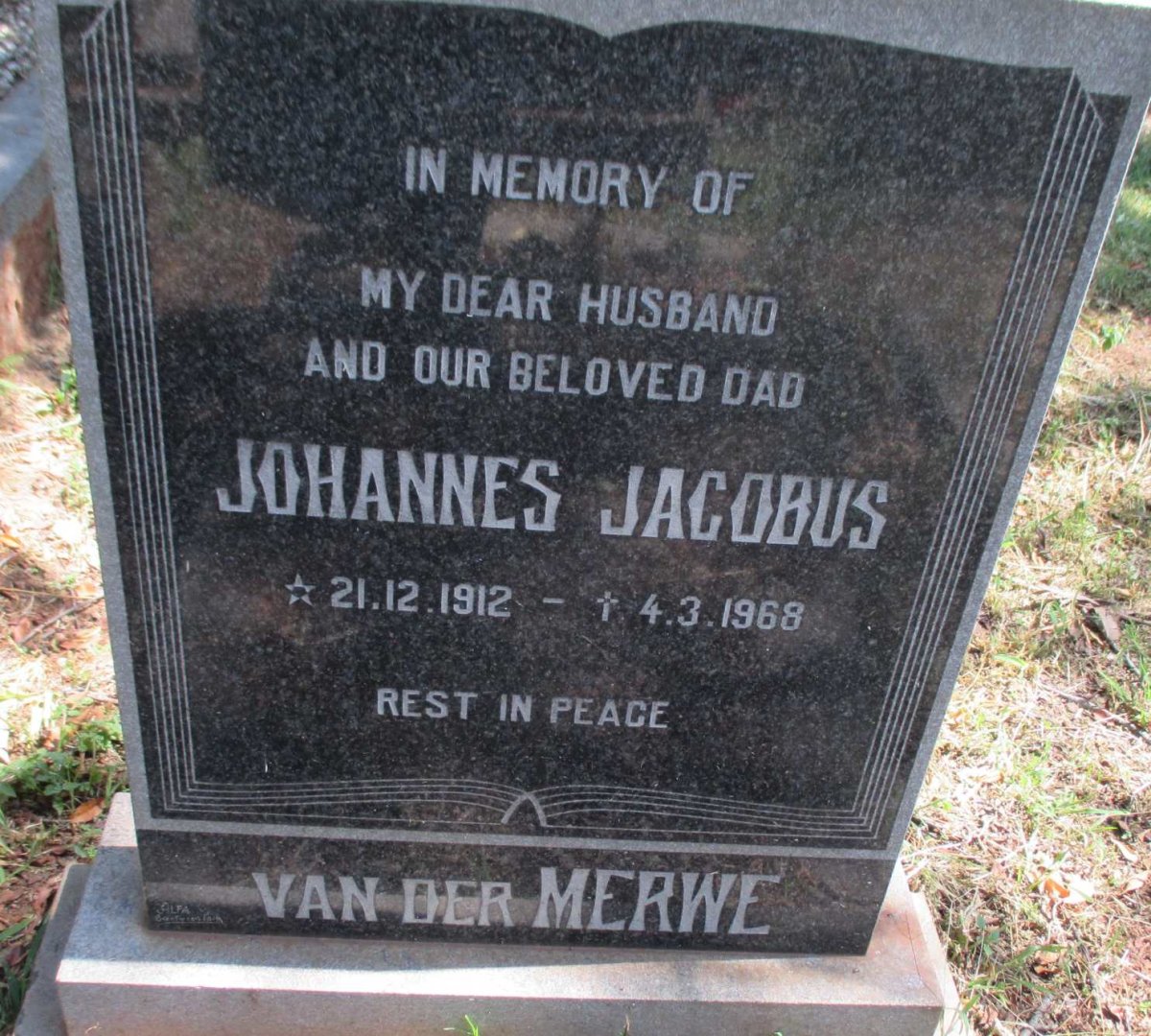 MERWE Johannes Jacobus, van der 1912-1968