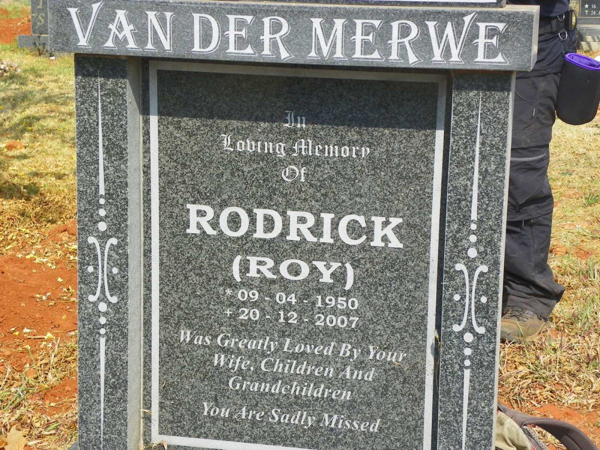 MERWE Rodrick, van der 1950-2007