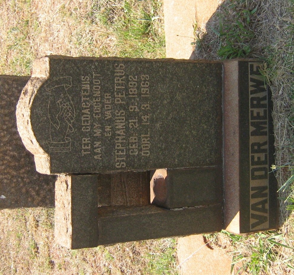 MERWE Stephanus Petrus, van der 1892-1963