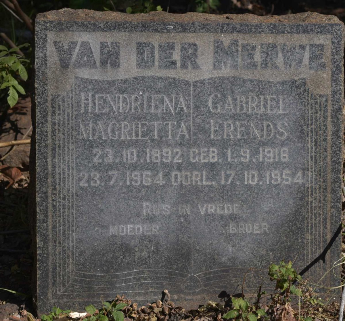 MERWE Hendriena Magrietta, van der 1892-1964 :: VAN DER MERWE Gabriel Erends 1916-1954