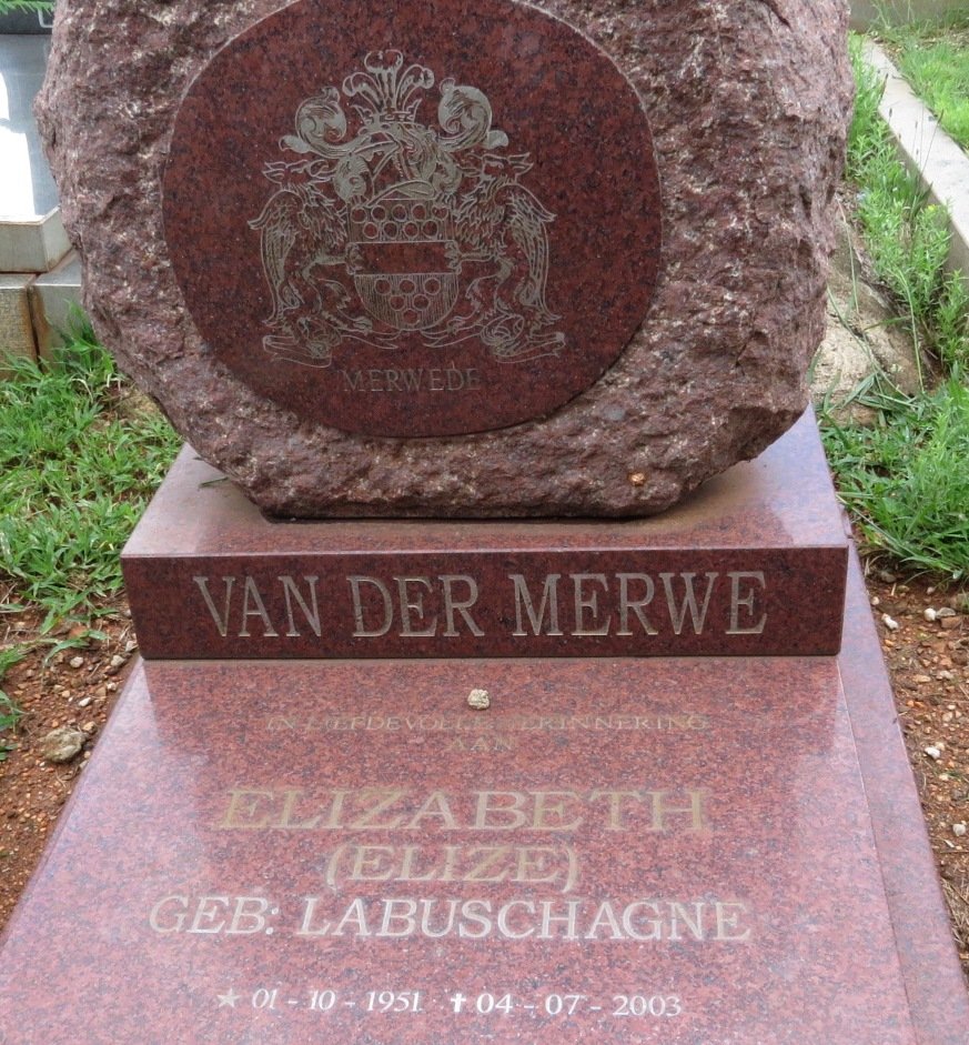 MERWE Elizabeth, van der nee LABUSCHAGNE 1951-2003