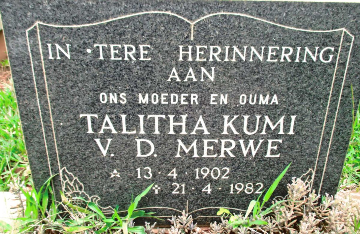 MERWE Talitha Kumi, v.d. 1902-1982