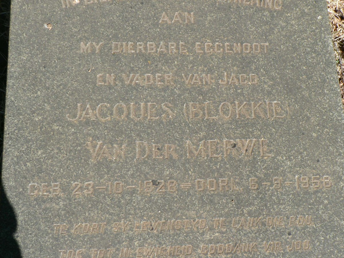 MERWE Jacques, van der 1928-1958
