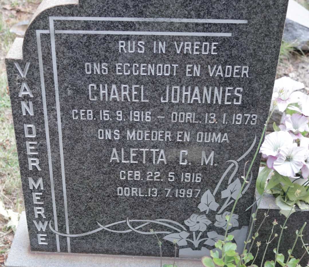MERWE Charel Johannes, van der 1916-1973 &amp; Aletta C.M. 1916-1997