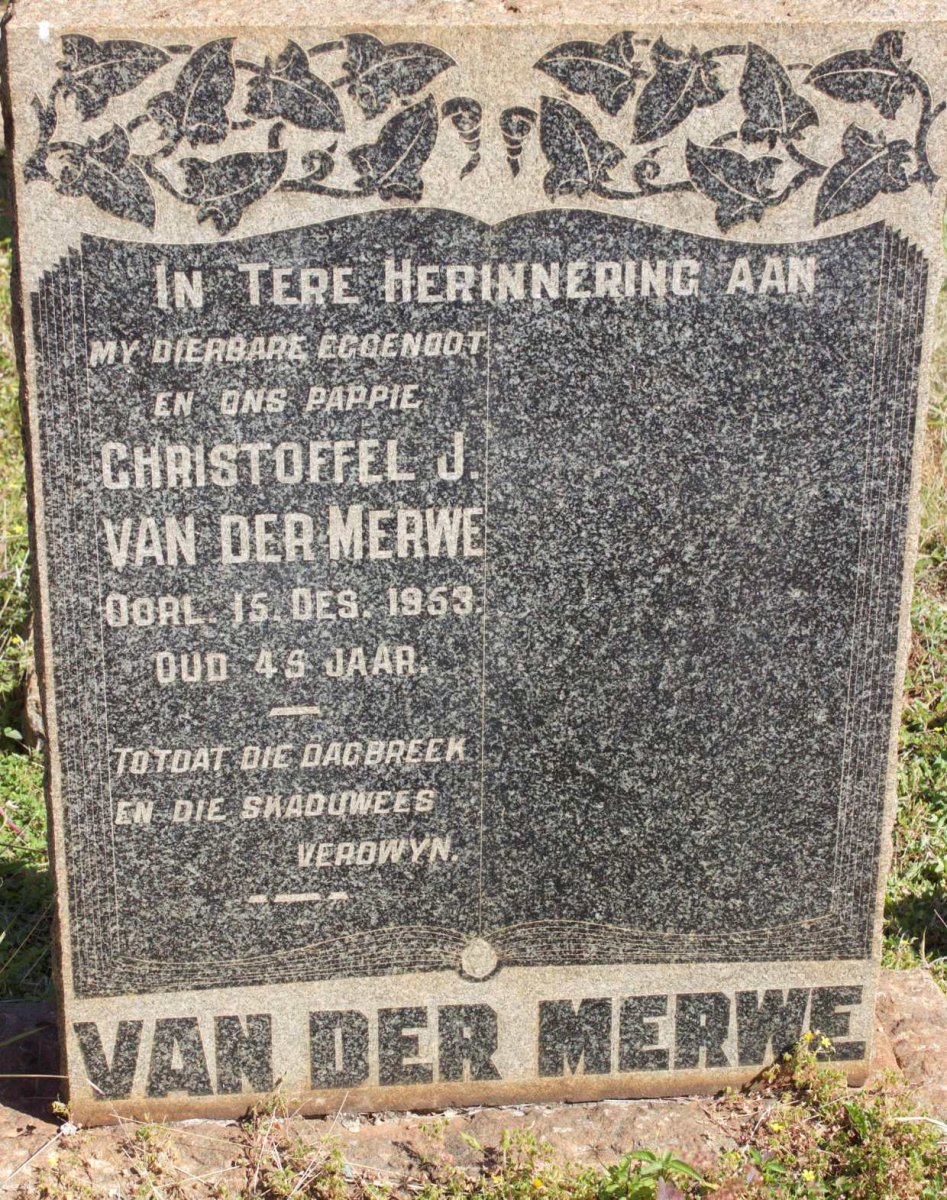 MERWE Christoffel J., van der -1953