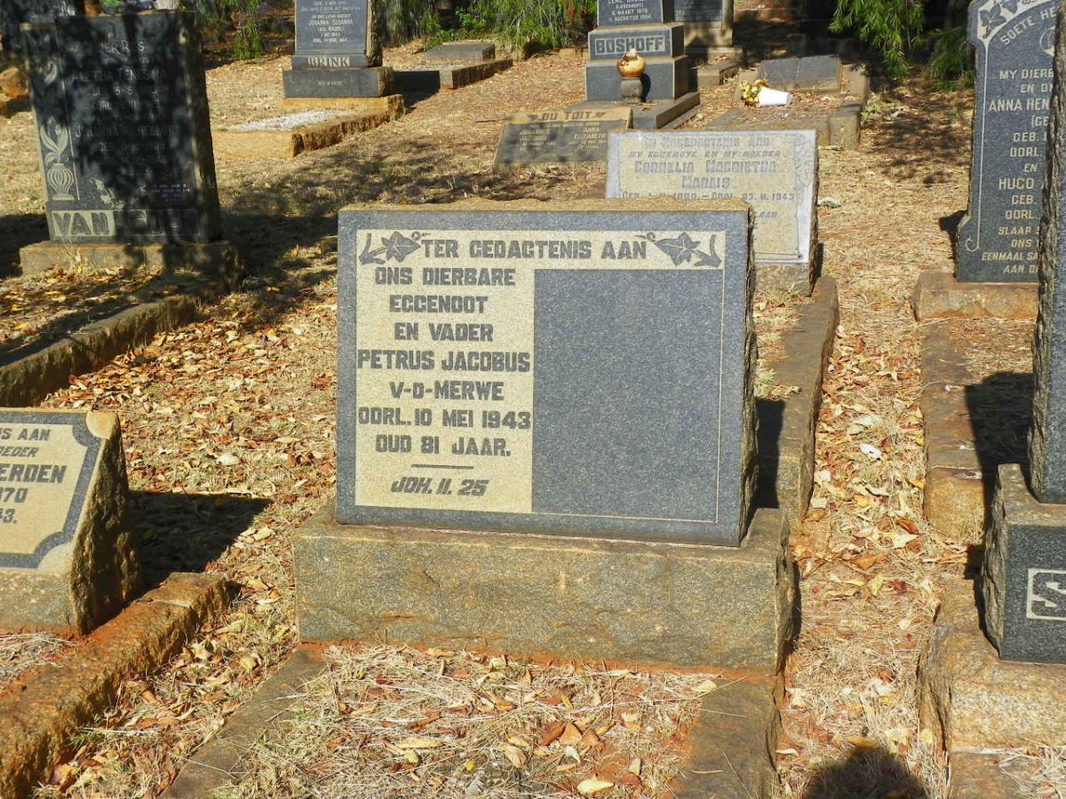 MERWE Petrus Jacobus, v.d. -1943